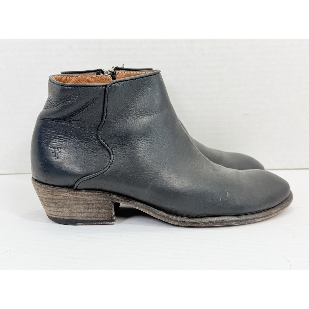 Frye Carson Piping‎ Booties Black Leather Side Zip Women's US 8B FR400094